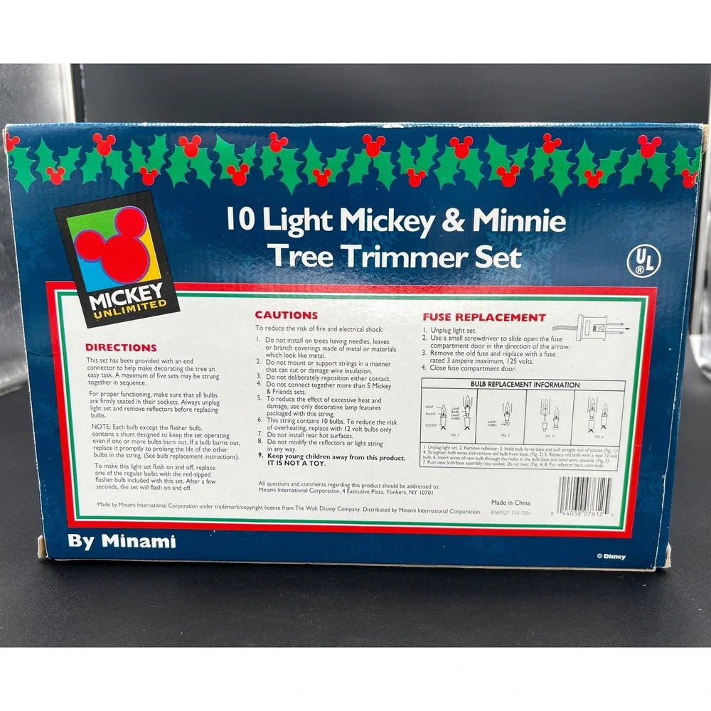 Disney Mickey Unlimited 10 Light Mickey & Minnie Tree Trimmer Set Minami Vintage